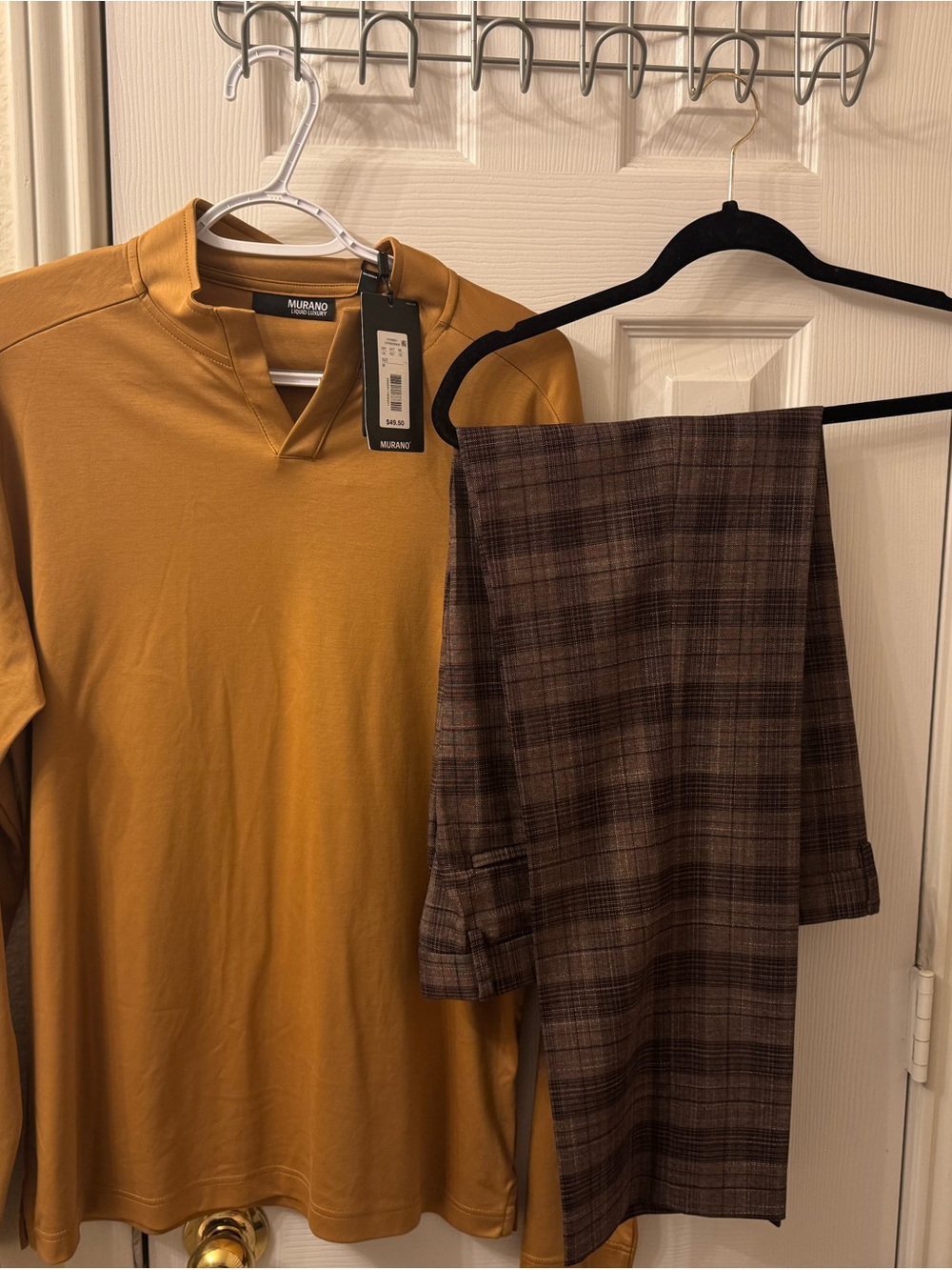 Murano Men's Mustard Long-Sleeve Polo-Style Shirt